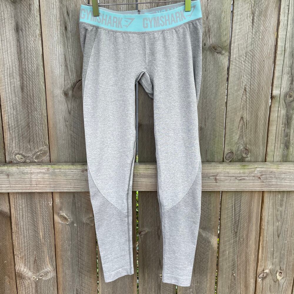 Gymshark Flex High Waisted Leggings Fitted Gym Workout Pants Gray Teal Size XS